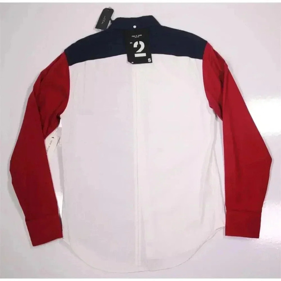 rag & bone Fit 2 Tomlin Red-White-Blue Oxford Button-Up Shirt Slim Men's S New! - Picture 12 of 12